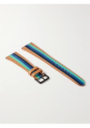 laCalifornienne - Aquatica Striped Leather Watch Strap - Men - Blue - 22mm