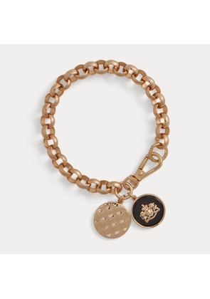 Gold-Tone Plaid & Crest Charm Bracelet