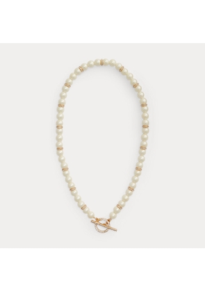 Pave Faux-Pearl Collar Necklace