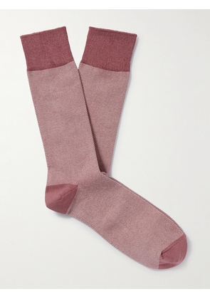 Mr P. - Birdseye Cotton-Blend Socks - Men - Pink