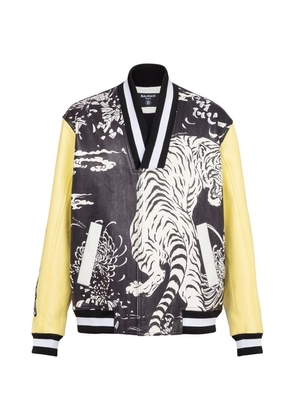 Balmain Leather Tiger Varsity Jacket