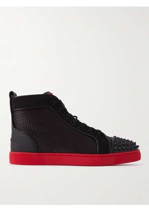 Christian Louboutin - Lou Spikes Studded Leather, Mesh and Canvas High-Top Sneakers - Men - Black - EU 40