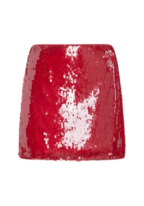 STAUD - Vedette Sequined Mini Skirt - Red - US 12 - Moda Operandi
