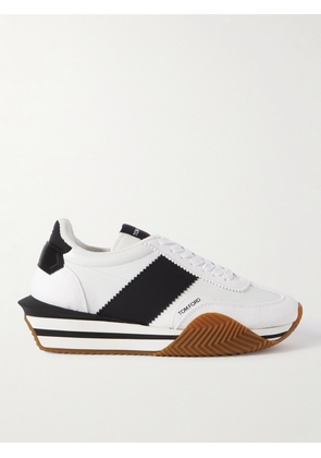 TOM FORD - James Rubber-Trimmed Leather and Suede Sneakers - Men - White - UK 6