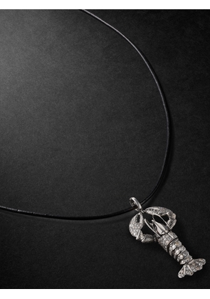 Annoushka - Lobster Locket 18-Karat Blackened White Gold, Diamond and Leather Pendant Necklace - Men - Silver