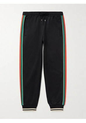 Gucci - Tapered Webbing-Trimmed Stretch-Jersey Sweatpants - Men - Black - XS
