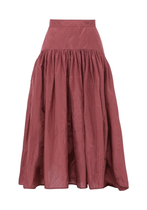 Martin Grant - Gathered Drop-Waist Silk Midi Skirt - Red - FR 40 - Moda Operandi
