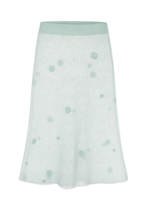 Anna October - Dana Flower-Embellished Mohair Knit Midi Skirt - Green - XS - Moda Operandi