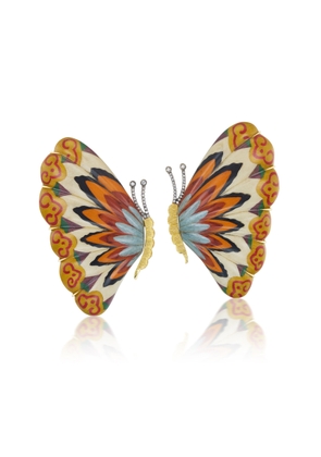 Silvia Furmanovich - Large Marquetry Butterfly Diamond Earrings - Orange - OS - Moda Operandi - Gifts For Her