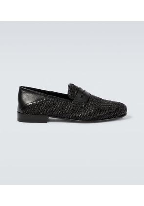 Manolo Blahnik Padstow raffia and leather loafers