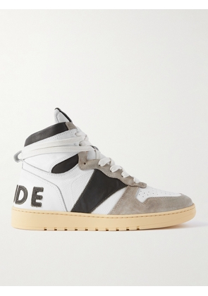 Rhude - Rhecess Colour-Block Distressed Suede-Timmed Leather High-Top Sneakers - Men - White - US 7
