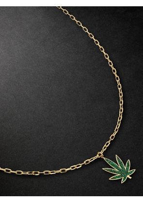 Sydney Evan - Large Pot Leaf Gold Diamond Necklace - Men - Green