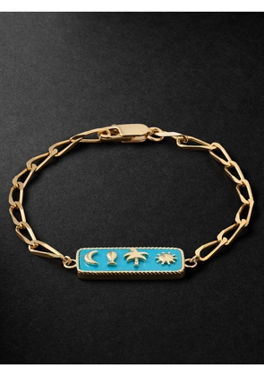 Yvonne Léon - Symbolic Motives Gold Turquoise Chain Bracelet - Men - Blue