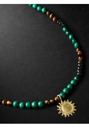 Elhanati - Sun Gold and Cord Beaded Necklace - Men - Green