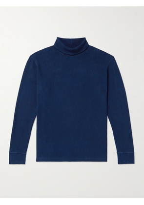 Blue Blue Japan - Indigo-Dyed Ribbed Cotton-Blend Jersey Rollneck T-Shirt - Men - Blue - S