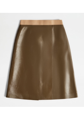 Tod's - Skirt in Leather, BEIGE, 36 - Skirts