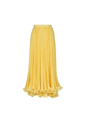 Pleated frilled maxi skirt