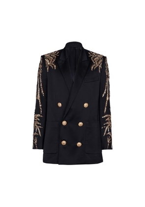 Embroidered bamboo sleeved blazer