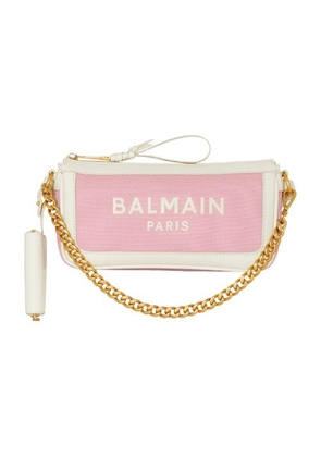 B-Army canvas and leather chain clutch