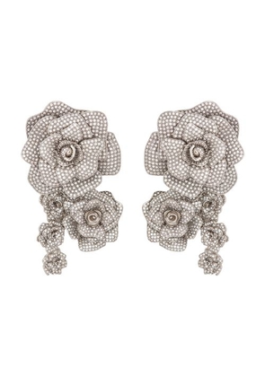 Palladium earrings set with crystals