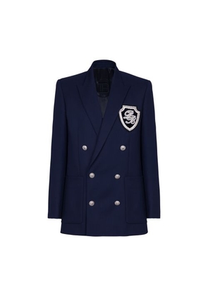 Twill blazer with embroidered badge