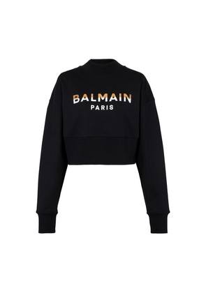 Cropped Sweatshirt With Balmain Paris Print