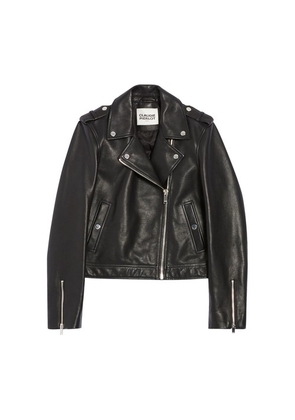 Grained leather jacket