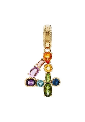18 kt yellow gold rainbow pendant with multicolor finegemstones representing number 4
