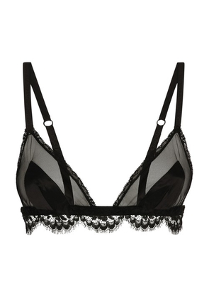 Satin, lace and tulle triangle bra