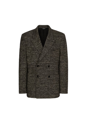 Double-Breasted Jersey Jacket in Wool and Cotton