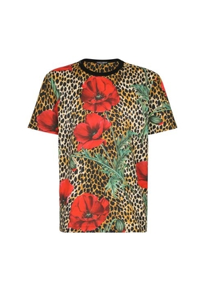 Cotton T-shirt with poppy print
