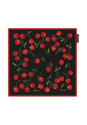 Cherry-print twill scarf (50x50)