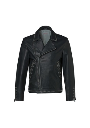 Calfskin leather jacket with studs