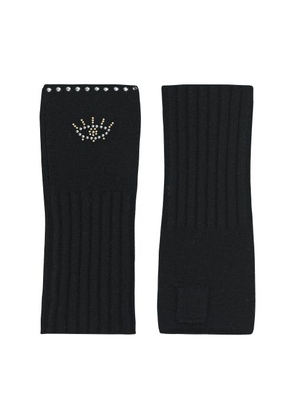 Rose stud-embellished wool and cashmere mittens