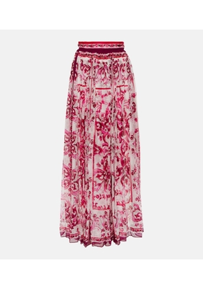 Dolce&Gabbana Majolica pleated silk maxi skirt