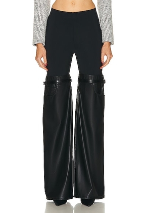Coperni Hybrid Flare Faux Leather Trouser in Black - Black. Size 34 (also in 36, 38, 40).