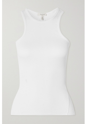 rag & bone - The Essential Ribbed Stretch-organic Pima Cotton Jersey Tank - White - small,x large