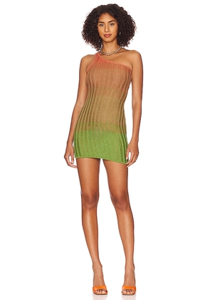h:ours Playa One Shoulder Asymmetrical Mini Dress in Green. Size XS.