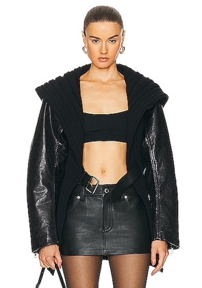 Alexander Wang Belted Ribbed Coat in Black - Black. Size M (also in S, XS).
