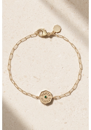 Marlo Laz - Wee Porte Bonheur Coin 14-karat Gold Emerald Bracelet - One size