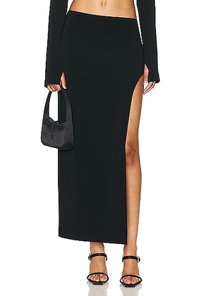 Norma Kamali Marissa Wide Slit Skirt in Black - Black. Size L (also in M, S, XL, XS).