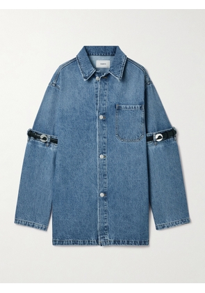 Coperni - Oversized Leather-trimmed Paneled Denim Jacket - Blue - x small,small,medium,large,x large