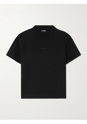 Jacquemus - Grosgrain-trimmed Stretch-cotton T-shirt - Black - xx small,x small,small,medium,large,x large,xx large