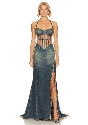 h:ours Selene Gown in Blue. Size M, S, XS.