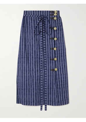 Altuzarra - Hiroki Braided Striped Cotton-blend Poplin Midi Skirt - Blue - FR34,FR36,FR38,FR40,FR42,FR44