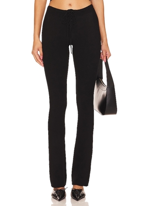 Camila Coelho Artemis Lace Up Knit Pant in Black. Size L, S, XS.