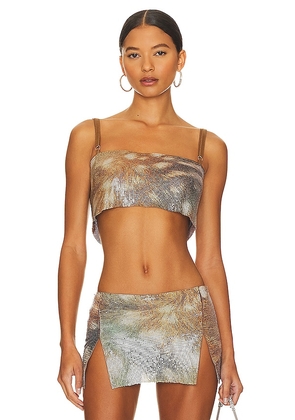 Poster Girl Gracie Crop Top in Brown. Size M, XS.