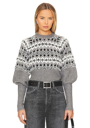 L'Academie Niara Fairisle Sweater in Grey. Size L, S, XL, XS, XXS.