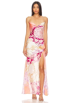 MAJORELLE Riviera Gown in Medallion in Pink. Size M, S, XXS.
