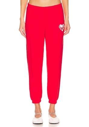 Spiritual Gangster Heart Luna Sweatpant in Red. Size M, S, XL, XS.